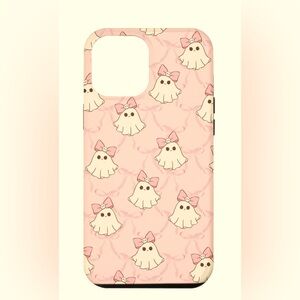 Coquette Bow Ghost iPhone Case  Cute Blush Pink Bow & Spooky Ghost Phone Case